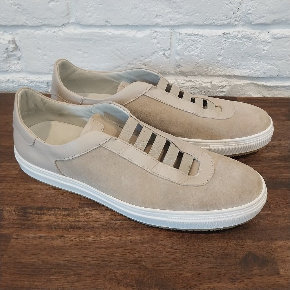 Good Man Casual Shoes Mens 14 Beige Suede Leather Sneaker Walking Made in Italy